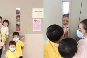 6 Potret Ani Yudhoyono melepas rindu cucu dari balik pintu, bikin haru