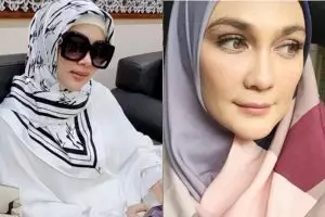 5 Adu gaya Luna Maya dan Syahrini ketika berhijab