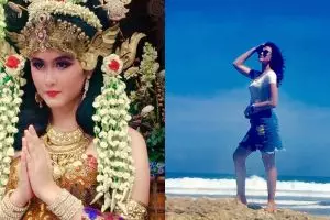 7 Pesona Talitha Curtis, pemeran Nyi Roro Kidul saat main di pantai