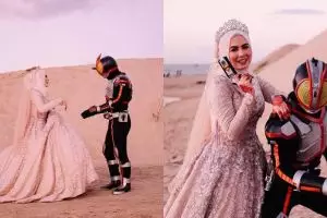 Penggemar berat Kamen Rider, 5 foto pernikahan pasangan ini unik
