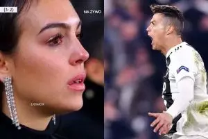 Tangis haru Georgina Rodriguez saat Ronaldo cetak hattrick