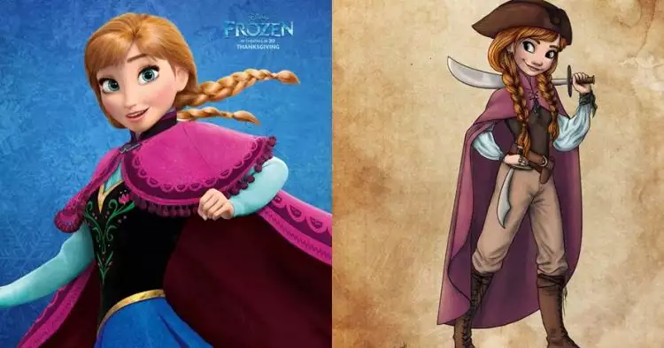 8 Ilustrasi Putri Disney jadi bajak laut ini bikin pangling