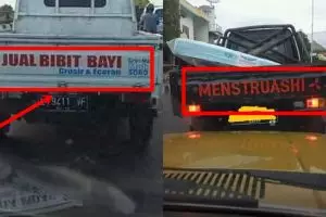 10 Tulisan lucu di mobil pick-up, bikin ketawa sambil mikir keras