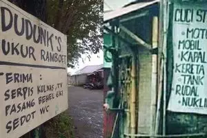 12 Papan tempat usaha ini bukti orang Indonesia multitalenta