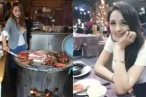 Cantiknya pelayan di restoran barbeku ini bikin salah fokus 