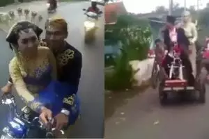 12 Kendaraan pengantin low budget ini unik dan tetap romantis