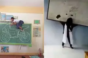 12 Ide kreatif siswa pakai papan tulis ini bikin tersenyum geli