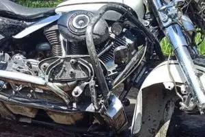 Lepas dari rombongan, pengendara moge ini tabrak penjemur padi