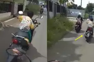 Bocah nekat ngebut naik motor, endingnya apes banget