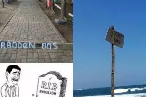 12 Tulisan bahasa Inggris di papan peringatan ini bikin tepuk jidat