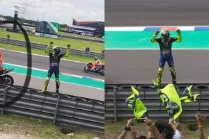 Selfie di atas motor Valentino Rossi, aksi marshal ini jadi sorotan