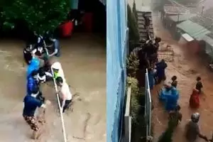Detik-detik mengharukan evakuasi korban banjir bandang di Bandung