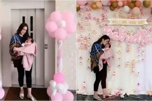 5 Potret kepulangan Momo Geisha & bayinya, ada pesta sambutan