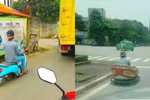 12 Penampakan kendaraan di jalan raya ini nggak biasa, kocak abis