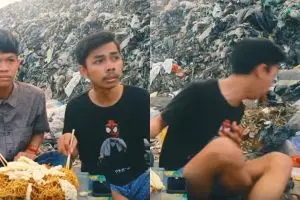 Makan di TPA sampah, aksi dua vlogger ini bikin ngakak dan mual
