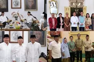 4 Beda gaya Jokowi dan Prabowo saat kunjungi tokoh penting
