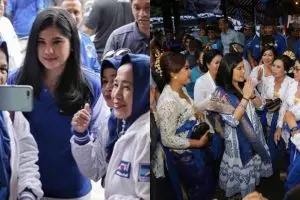 10 Momen Annisa Pohan dikerumuni ibu-ibu saat temani AHY kampanye