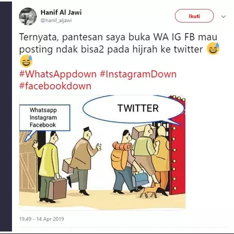 Instagram, Facebook &amp; WhatsApp down, ini 10 cuitan kocak warganet