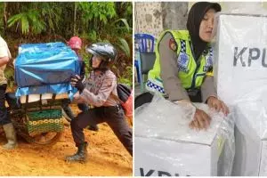 3 Momen polwan kawal surat suara, perjuangannya penuh haru