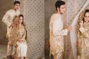 6 Potret prewedding Irish Bella-Ammar Zoni bernuansa emas, serasi