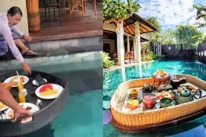 Video ekspektasi floating breakfast ala Bali, endingnya apes