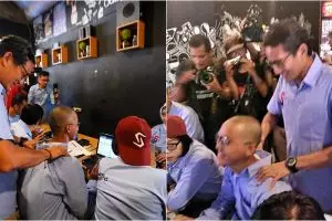 Aksi Sandiga Uno pijati relawan penginput data C1 biar semangat