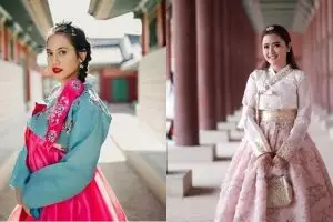 Potret 15 seleb cantik Indonesia pakai baju khas Korea, memesona