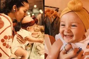 8 Potret Surinala anak Putri Marino pakai bandana, gemesin abis