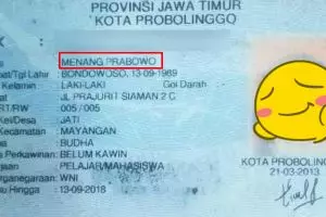 Viral nama KTP Menang Prabowo, begini kisah uniknya
