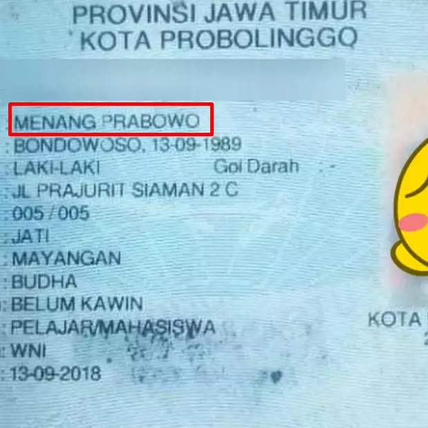 Viral nama KTP Menang Prabowo, begini kisah uniknya