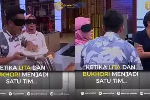 Tantangan tutup mata, aksi Lita & Bukhori MasterChef bikin ngakak