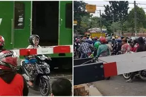 10 Kelakuan pengendara di perlintasan kereta api, bikin tepuk jidat