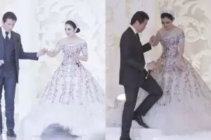 12 Potret dekorasi resepsi Syahrini & Reino Barack, serba putih