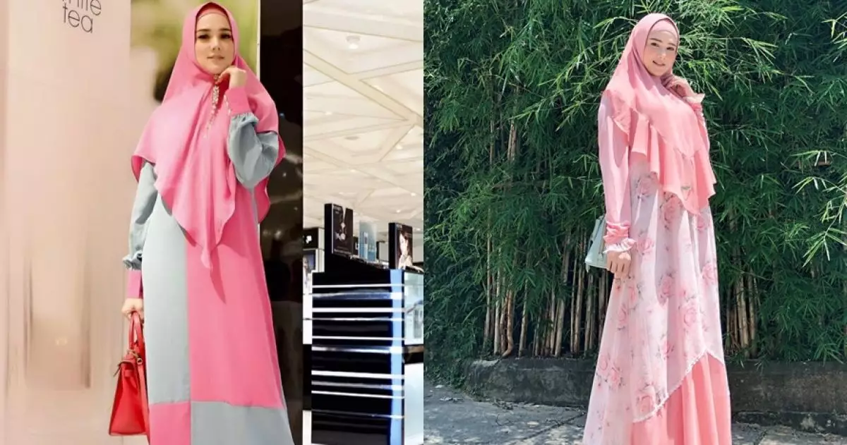 8 Inspirasi gamis pink Mulan Jameela, cocok buat acara bukber