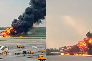 Video detik-detik pesawat Sukhoi terbakar di Rusia, 41 orang tewas