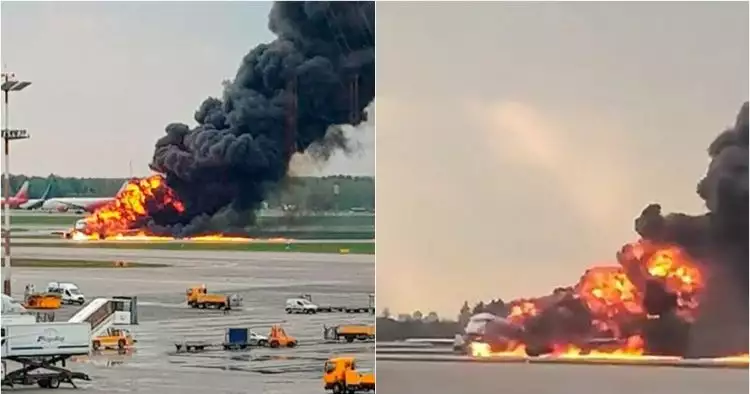 Video detik-detik pesawat Sukhoi terbakar di Rusia, 41 orang tewas