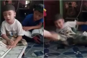 Viral video bocah tahan kantuk saat ngaji, kasihan tapi kocak pol