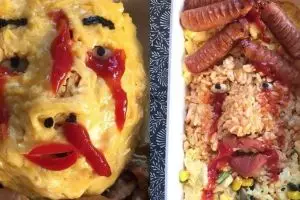 9 Menu bekal makanan ini berbentuk wajah manusia, bikin bergidik