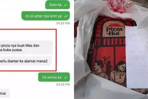Cewek non muslim ini sengaja order pizza untuk takjil ojek online