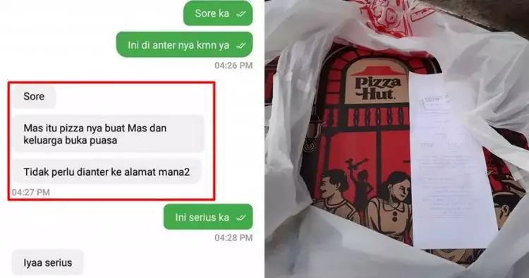 Cewek non muslim ini sengaja order pizza untuk takjil ojek online