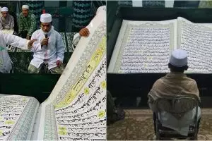 Unik, jemaah masjid ini tadarus dengan Alquran raksasa