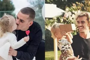 10 Potret Antoine Griezmann momong putri kecilnya, hot daddy