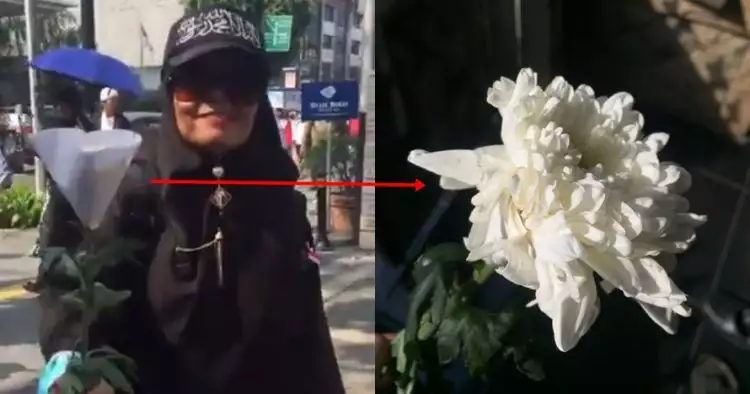 Viral, momen manis demonstran Aksi 22 Mei bagikan bunga ke warga
