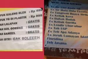 11 Tulisan di menu warung makan ini nggak biasa, kocak deh