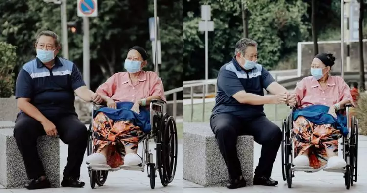 7 Potret bahagia Ani Yudhoyono jalan bareng cucu di sela perawatan
