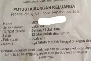 Duh, cowok ini dicoret dari Kartu Keluarga via pengumuman koran