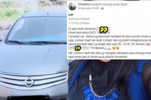 Ingin cepat laku, cara cewek jual mobilnya ini bikin heboh