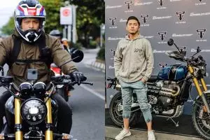 Adu pose 7 seleb ganteng kendarai moge retro, gayanya tetap classy