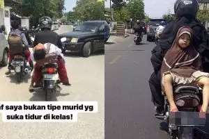 8 Potret anak kecil tertidur di atas motor ini ngeri-ngeri sedap