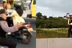 5 Aksi lucu polisi atur lalu lintas ini bikin mudik makin asik